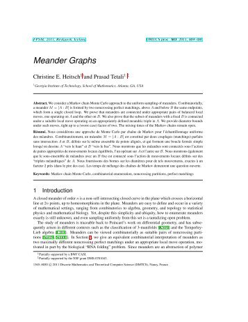 Meander Graphs - Discrete Mathematics & Theoretical Computer ...