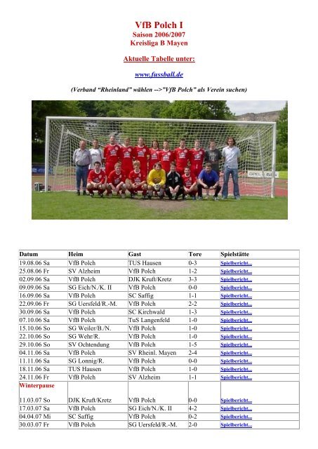 2006/2007 - VFB Polch - Abteilung Fußball