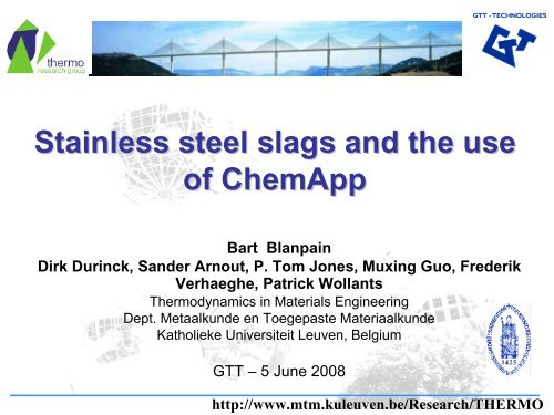 Stainless steel slags and the use of ChemApp - RWTH Aachen ...