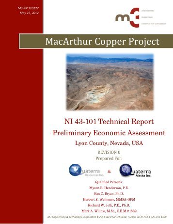 MacArthur Copper Project - Quaterra Resources Inc