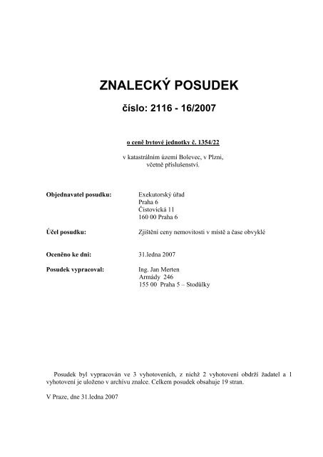 Posudek č. 2116 - 16/2007 - Sreality.cz