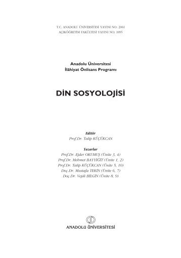 Din Sosyolojisi - Anadolu Üniversitesi