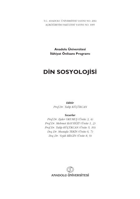 Din Sosyolojisi - Anadolu Üniversitesi