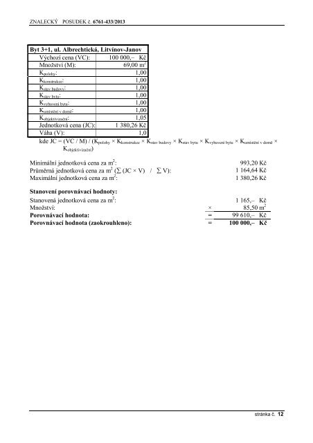 ZNALECKÝ POSUDEK číslo: 6761-433/2013 - Sreality.cz