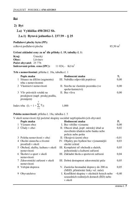 ZNALECKÝ POSUDEK číslo: 6761-433/2013 - Sreality.cz