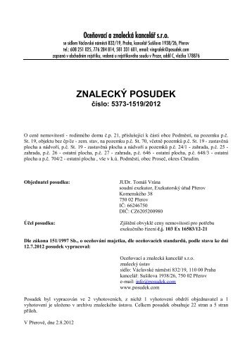 ZNALECKÝ POSUDEK číslo: 5373-1519/2012 - Sreality.cz