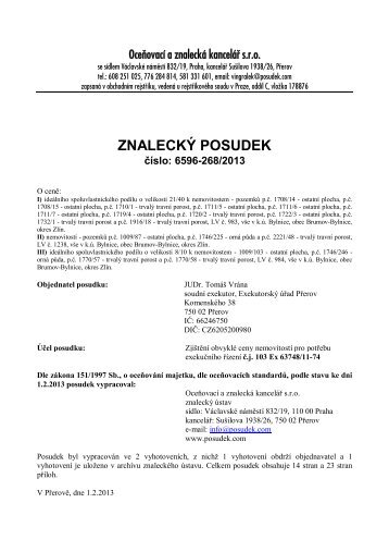 ZNALECKÝ POSUDEK číslo: 6596-268/2013 - Sreality.cz