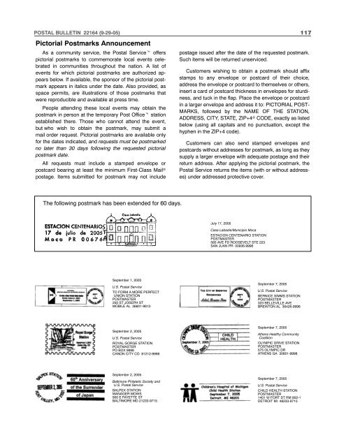 PB 22164 - September 29, 2005 - USPS.com® - About