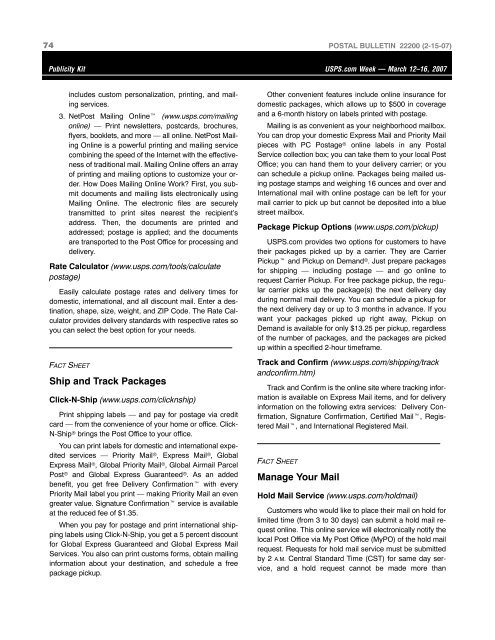 Postal Bulletin 22200 - February 15, 2007 - USPS.com® - About