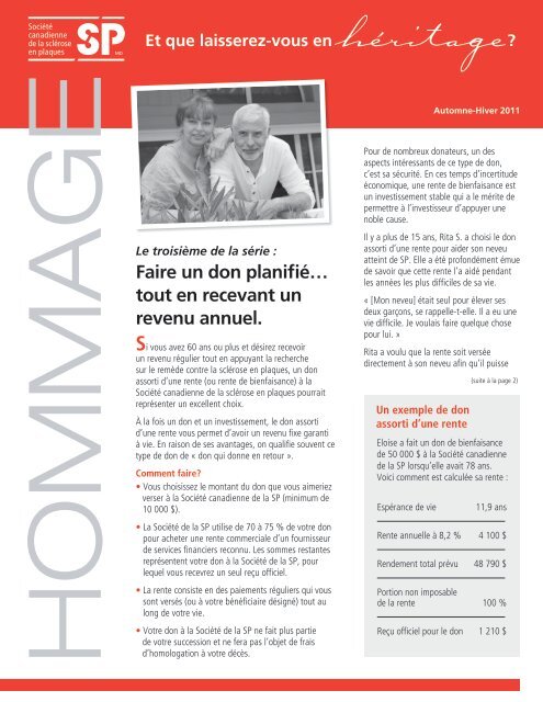 Faire un don planifié… tout en recevant un revenu annuel.