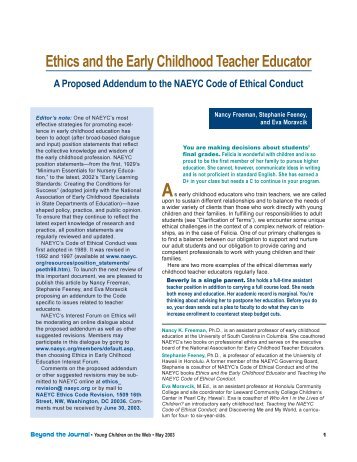Ethics and the Early Childhood Teacher Educator - Young Children ...