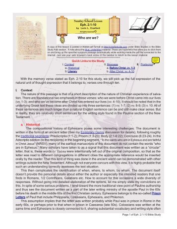 Bible study on Ephesians 2:1-10 - Lorin