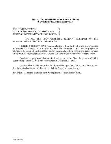houston community college system notice of trustee election the ...