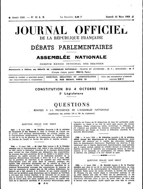 JOURNAL OFFICIEL - Archives de l'Assemblée nationale