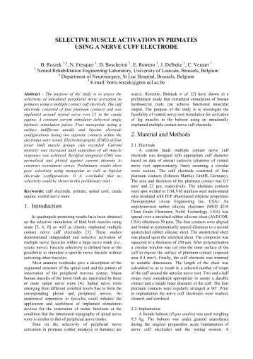 SELECTIVE MUSCLE ACTIVATION IN PRIMATES - IFESS