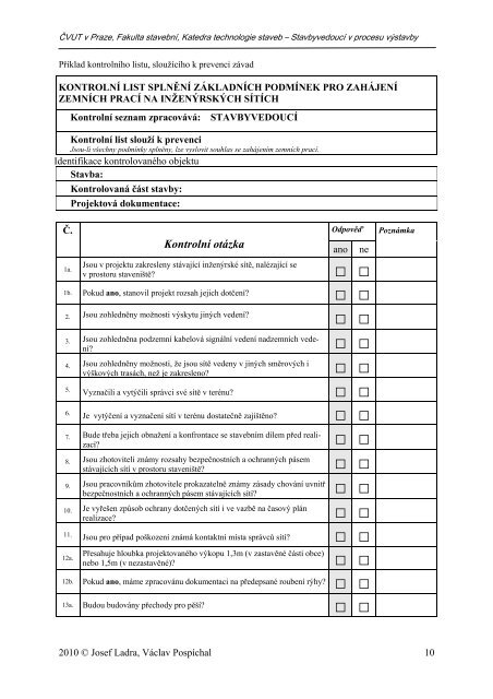 „Stavbyvedoucí v procesu výstavby“