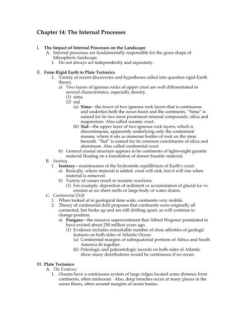 Chapter 14: The Internal Processes