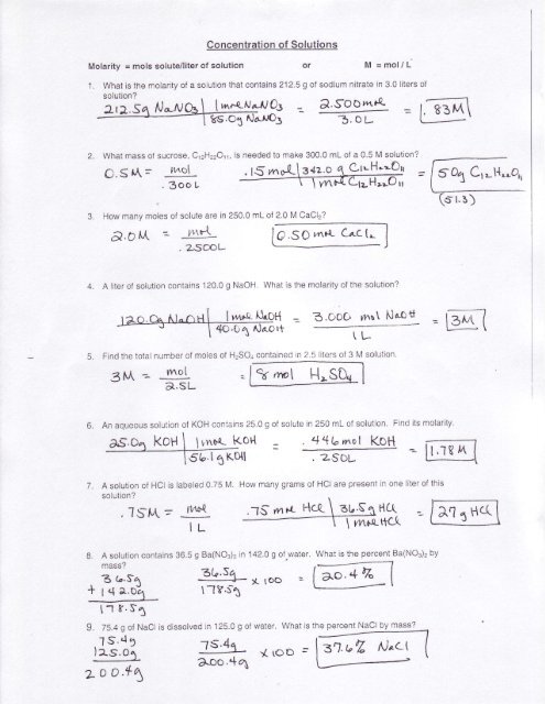 Molarity Molality