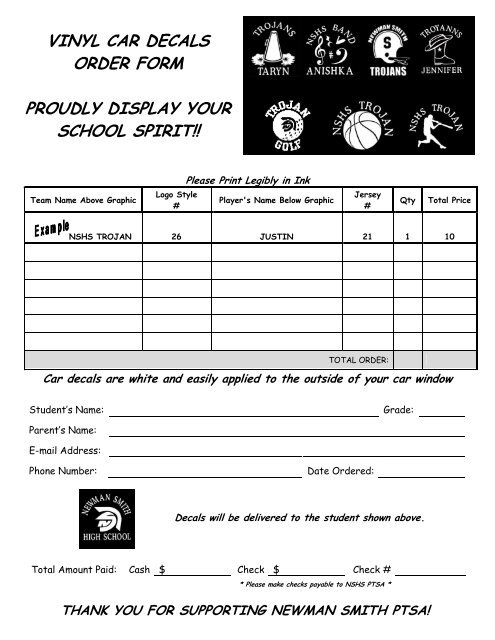 vinyl decal order form