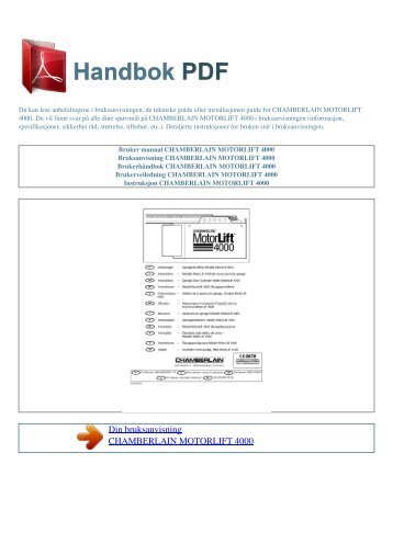 Bruker manual CHAMBERLAIN MOTORLIFT 4000 - HANDBOK PDF