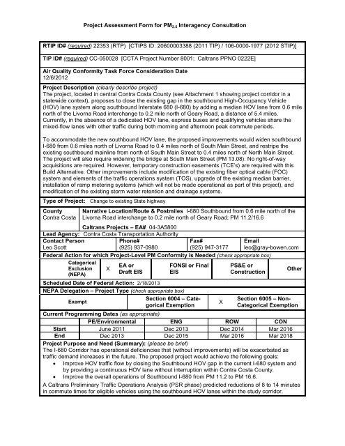 Project Assessment Form for PM2