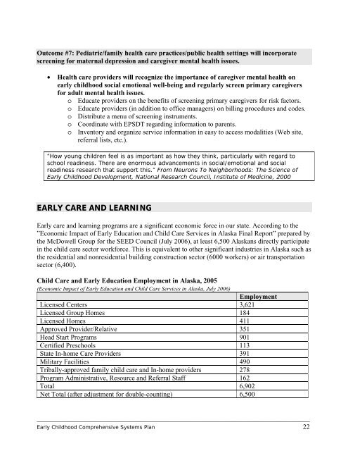 Early Childhood Comprehensive Systems Plan - Alaska Department ...