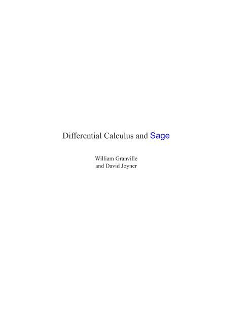 Differential Calculus And Sage