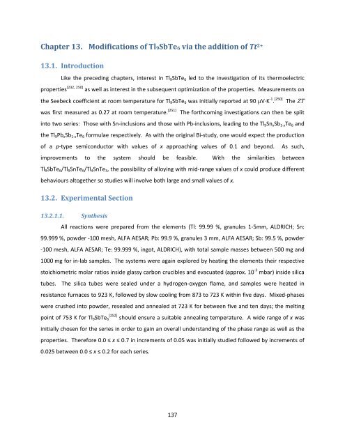 Exploration and Optimization of Tellurium‐Based Thermoelectrics