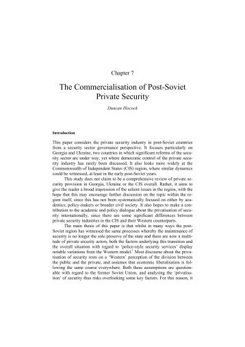 The Commercialisation of Post-Soviet Private Security