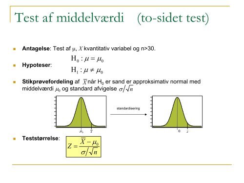 Konfidensintervaller Hypotesetest og