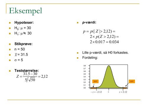 Konfidensintervaller Hypotesetest og