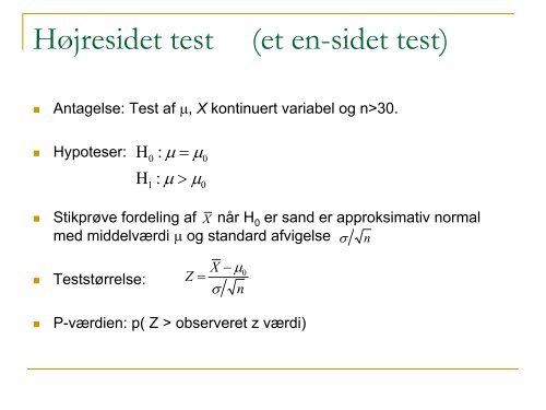 Konfidensintervaller Hypotesetest og