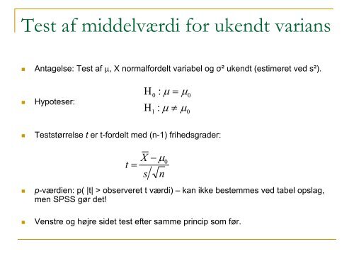 Konfidensintervaller Hypotesetest og