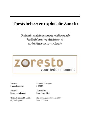 Thesis beheer en exploitatie Zoresto - Saxion Hogescholen