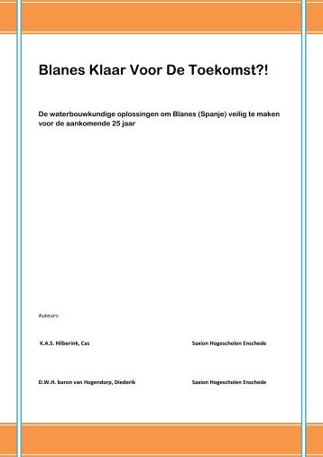 Blanes Klaar Voor De Toekomst?! - Saxion Hogescholen