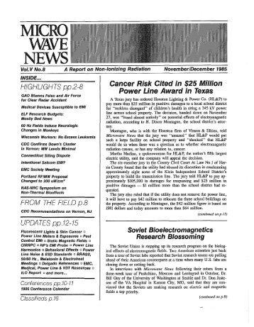 Microwave News - November/December 1985