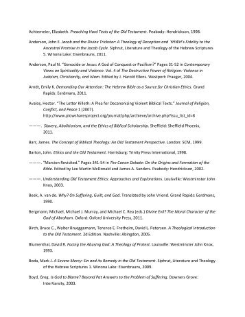 here is a .pdf of the current working bibliography - Hesed we 'emet