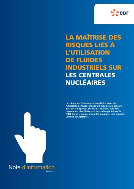 la maîtrise des risques liés à l'utilisation de fluides ... - Energie EDF