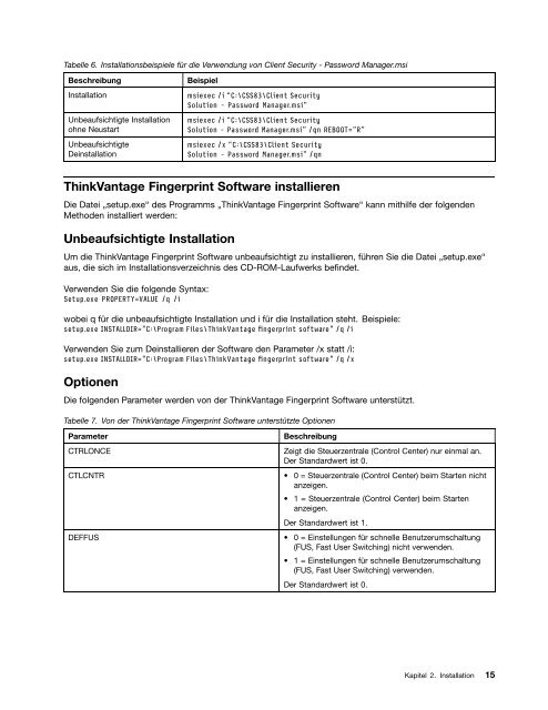 Client Security Solution 8.3 Implementierungshandbuch - Lenovo