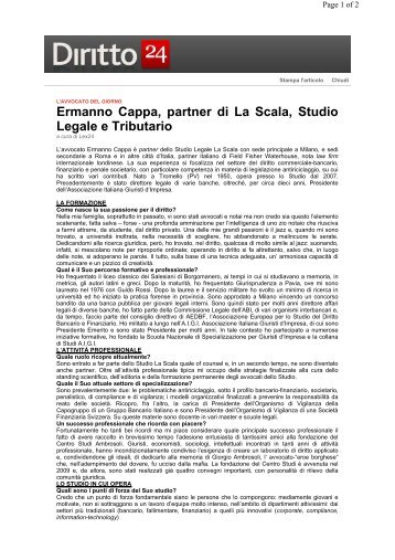 Ermanno Cappa, partner di La Scala, Studio Legale e ... - Iusletter