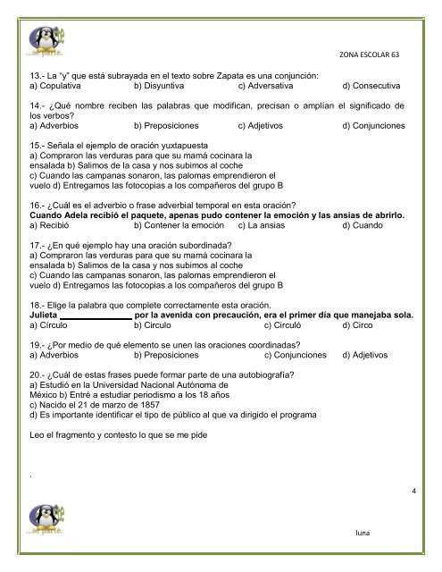 español 6˚grado ejercicios de pre-enlace ciclo escolar ... - Webgarden