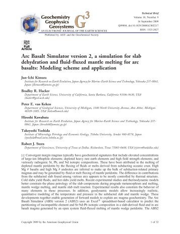 Arc Basalt Simulator version 2, a simulation for slab dehydration and ...