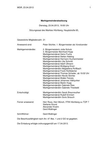 MGR, 23.04.2013 1 Marktgemeinderatssitzung ... - Markt Höchberg