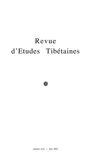 Revue d'Etudes Tibétaines