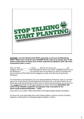 Standardvortrag Deutsch (PDF) - Plant-for-the-Planet