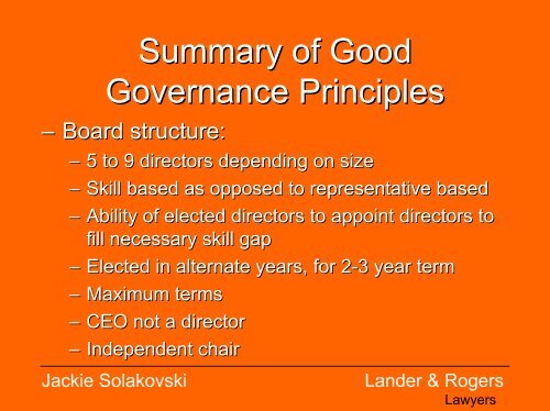 Governance in Sport Best Practice Principles