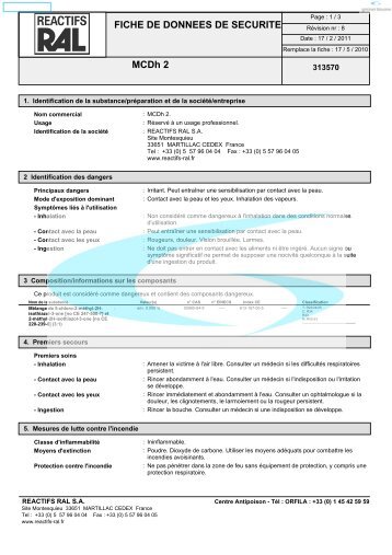 fiche de donnees de securite