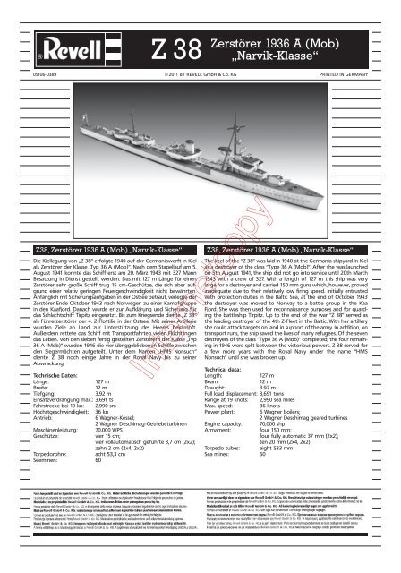 Z 38 Zerstörer 1936 A (Mob) „Narvik-Klasse“