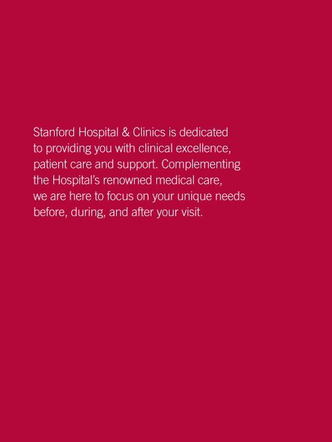 Stanford Hospital & Clinics Patient Handbook