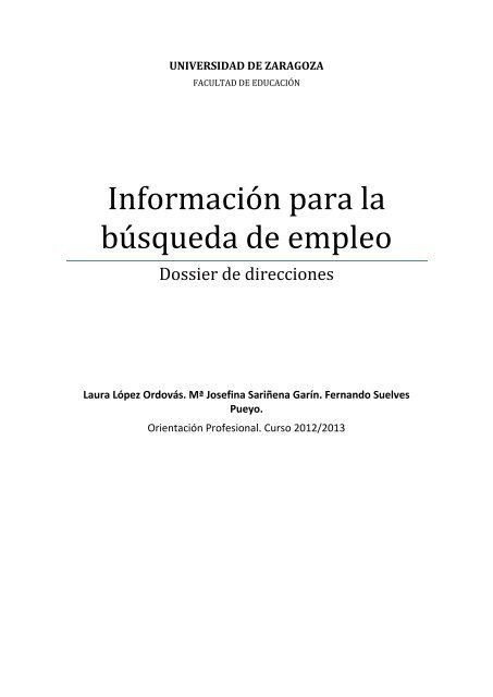 Información para la búsqueda de empleo - Universidad de Zaragoza